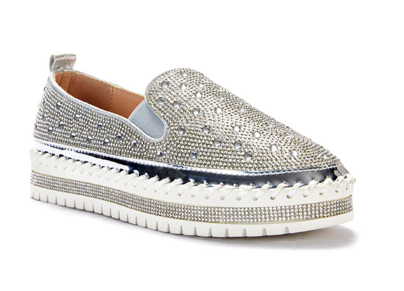 Brittany Silver Flat Platform - Féline Couture 
