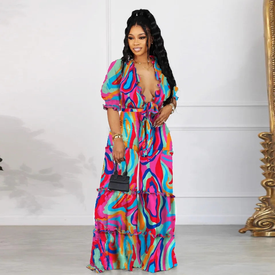 Ruffle Some Feathers Palazzo Pants Set - Féline Couture 