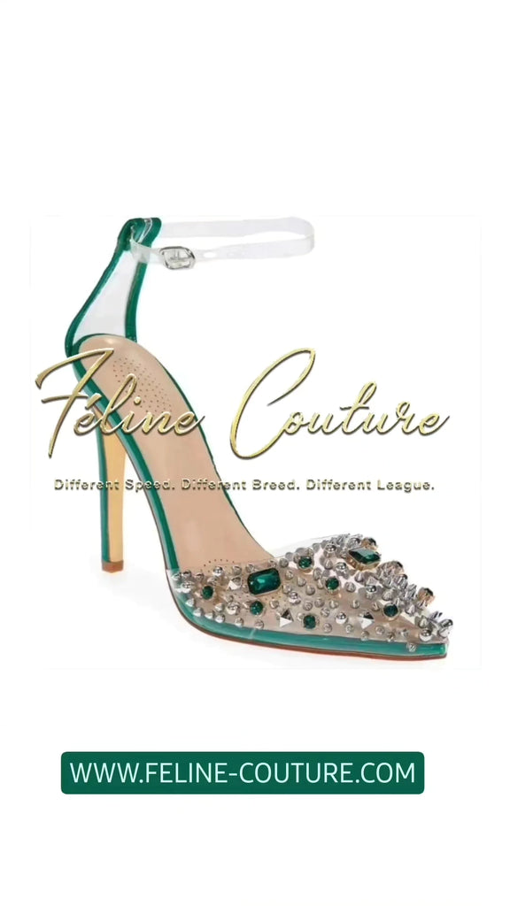 Emerald City Stiletto Ankle Strap Pump - Féline Couture 