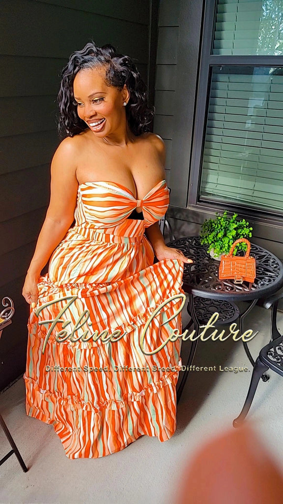 MYKONOS MAMI CROP TOP & RUFFLE MAXI SKIRT SET - Féline Couture 