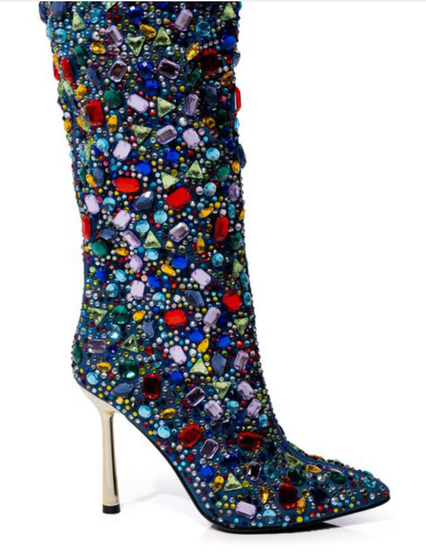 Courtside Baddie Denim Stiletto Boot - Féline Couture 