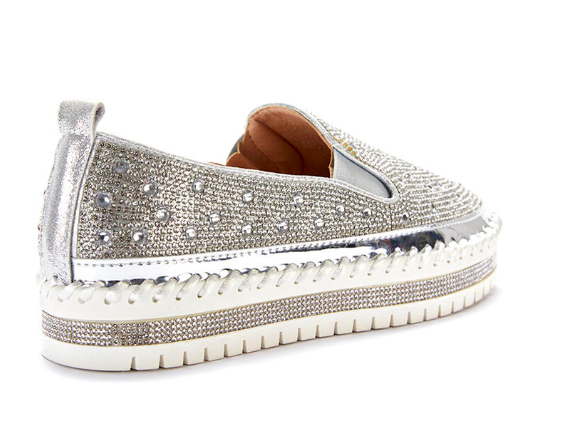 Brittany Silver Flat Platform - Féline Couture 