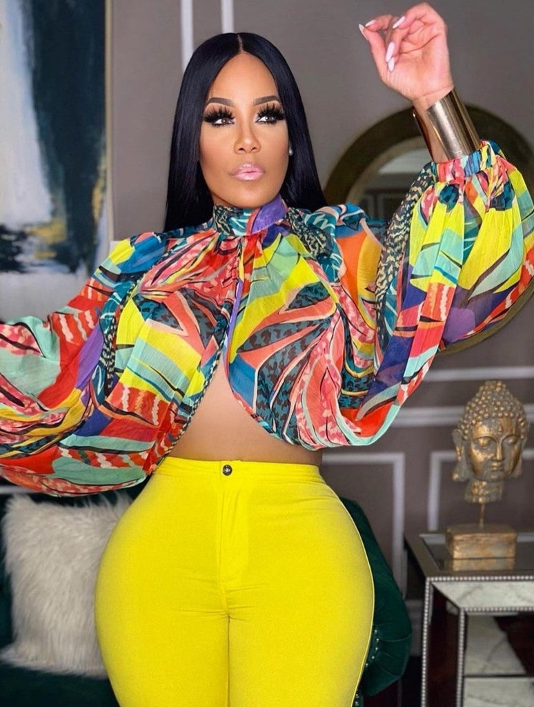 Tropical Kisses Sheer Flowy Blouse - Féline Couture 