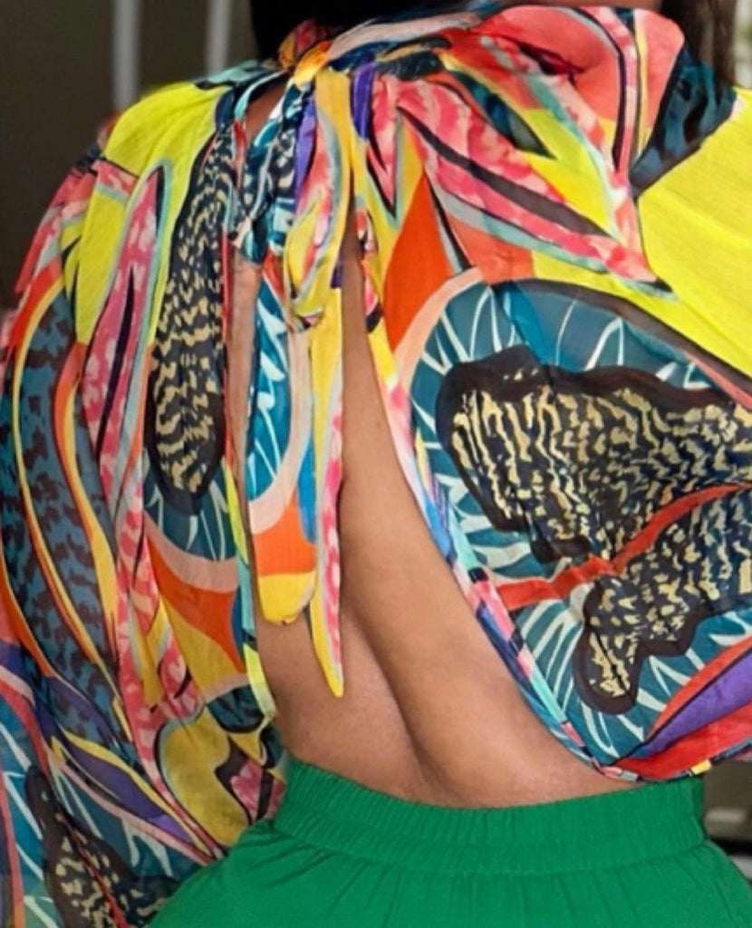 Tropical Kisses Sheer Flowy Blouse - Féline Couture 