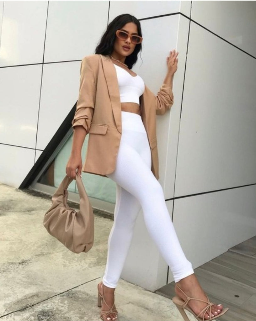 PRETTY HURTS RIBBED SCULPTING CROP TOP & LEGGINGS SET - Féline Couture 