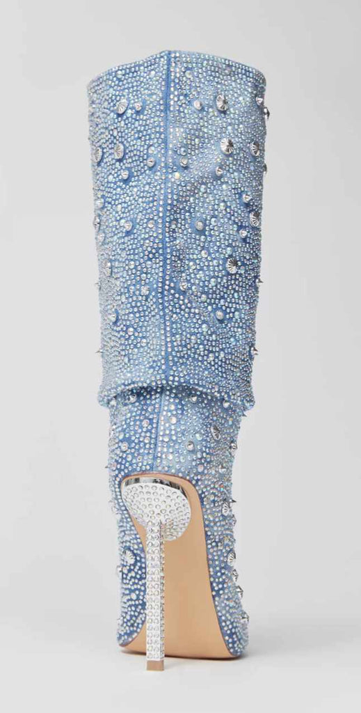 Denim & Diamonds Awestruck Rhinestone Slouch Boot - Féline Couture 