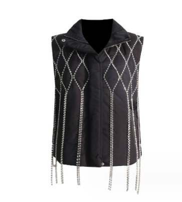 Diamond In The Puff Rhinestone Bomber Vest - Féline Couture 