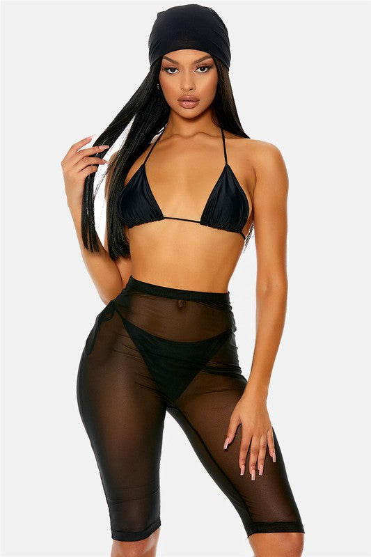Sharee Sheer Mesh Biker Short Coverup - Féline Couture 