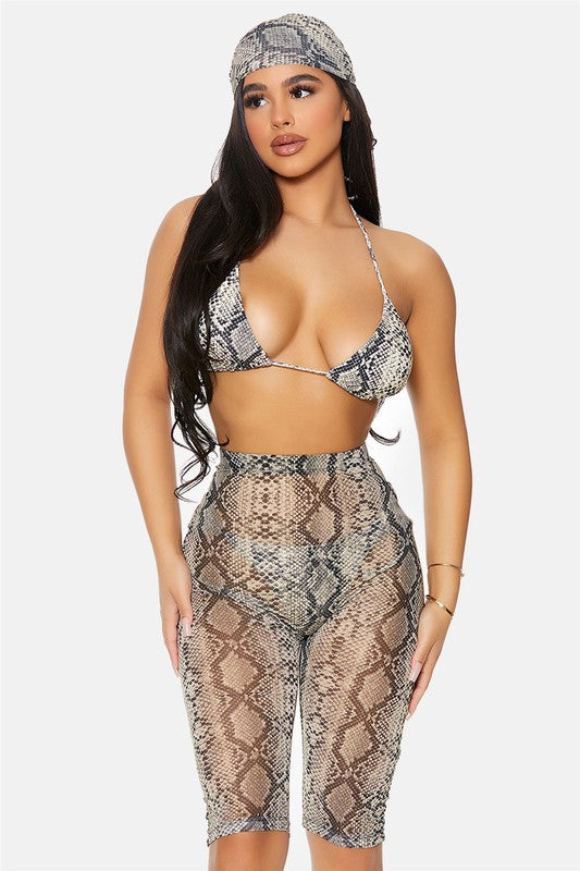 Sharee Sheer Mesh Biker Short Coverup - Féline Couture 