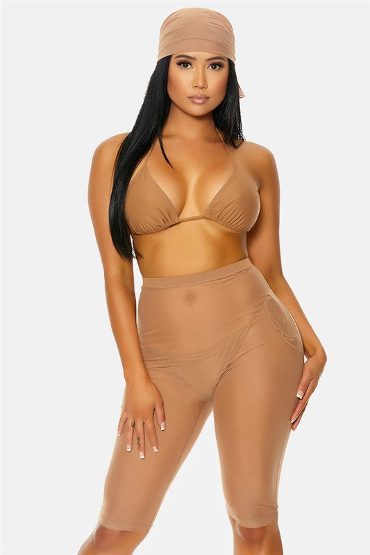 Sharee Sheer Mesh Biker Short Coverup - Féline Couture 