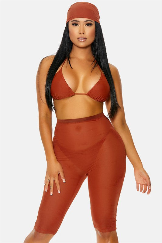 Sharee Sheer Mesh Biker Short Coverup - Féline Couture 