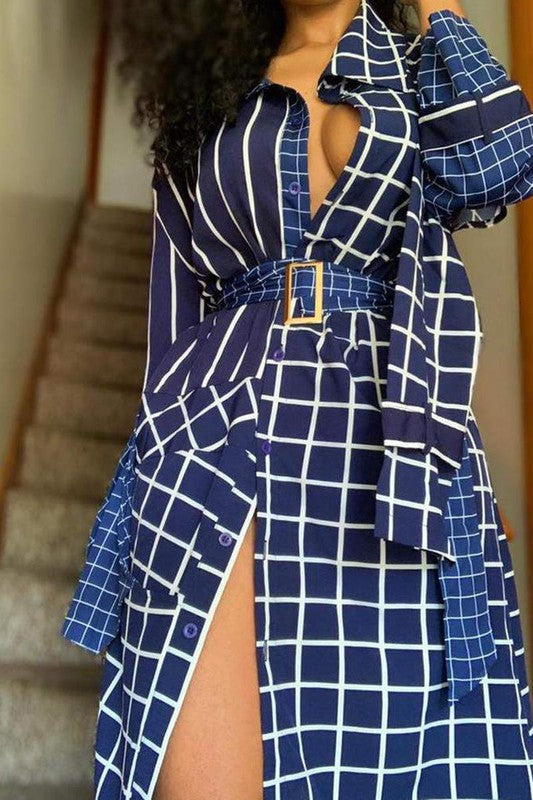 Knarvia Print Asymmetrical Shirt Dress - Féline Couture 