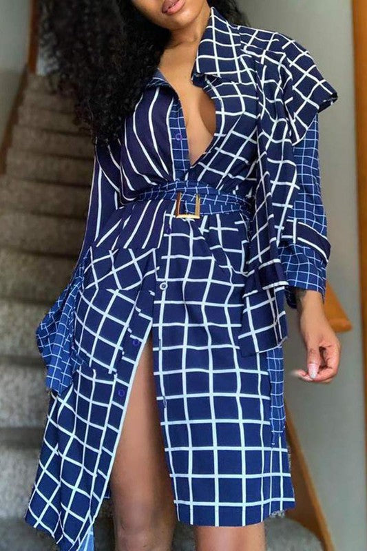 Knarvia Print Asymmetrical Shirt Dress - Féline Couture 