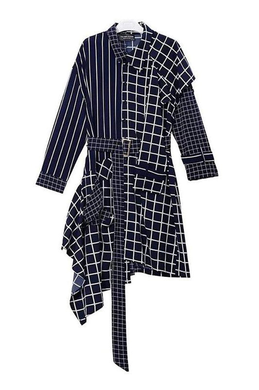 Knarvia Print Asymmetrical Shirt Dress - Féline Couture 