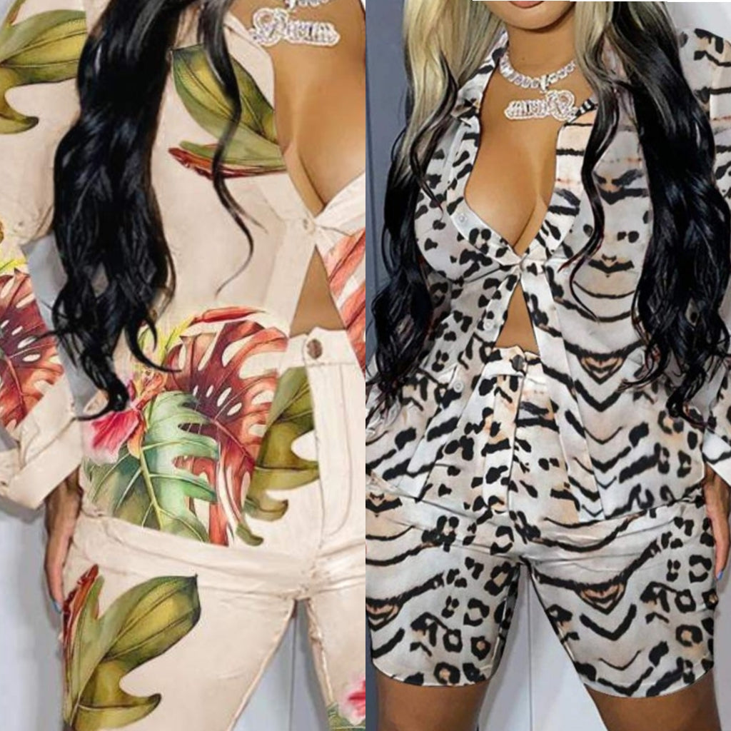 Win Win Situation Fitted Bermuda 2Piece Short Set - Féline Couture 
