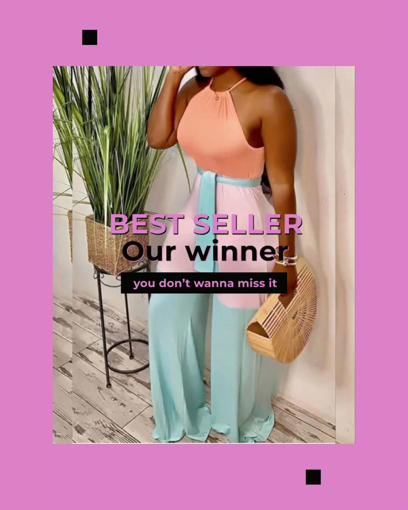 Le'Peaché Contrast Hues Sleeveless Jumpsuit - Féline Couture 