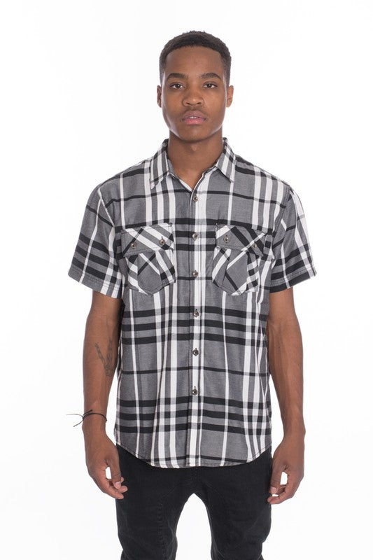 BB Men's Casual Short Sleeve Button Down Shirt - Féline Couture 