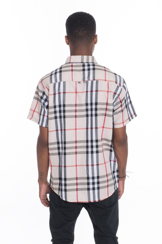 BB Men's Casual Short Sleeve Button Down Shirt - Féline Couture 