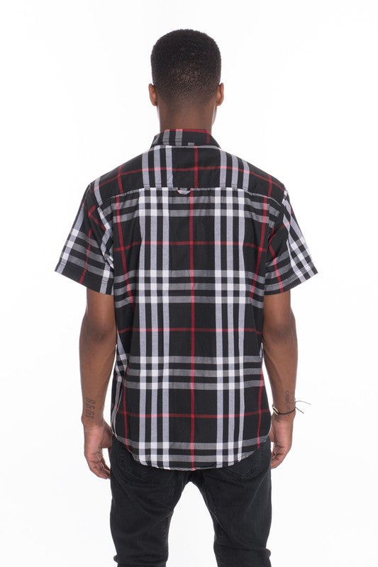 BB Men's Casual Short Sleeve Button Down Shirt - Féline Couture 