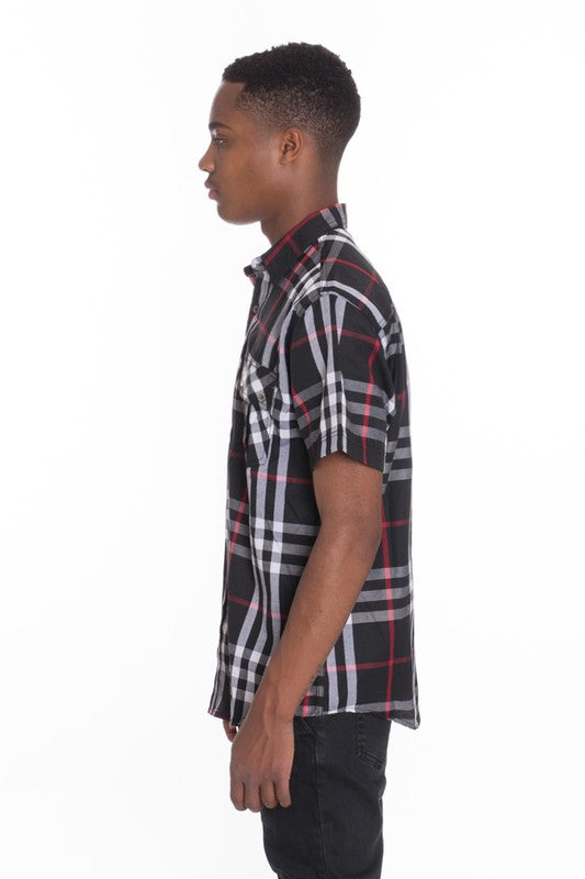 BB Men's Casual Short Sleeve Button Down Shirt - Féline Couture 