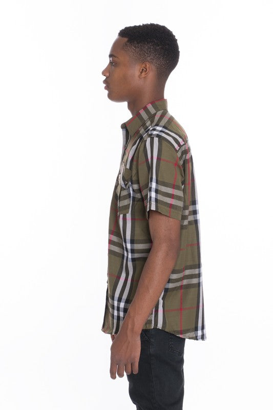 BB Men's Casual Short Sleeve Button Down Shirt - Féline Couture 