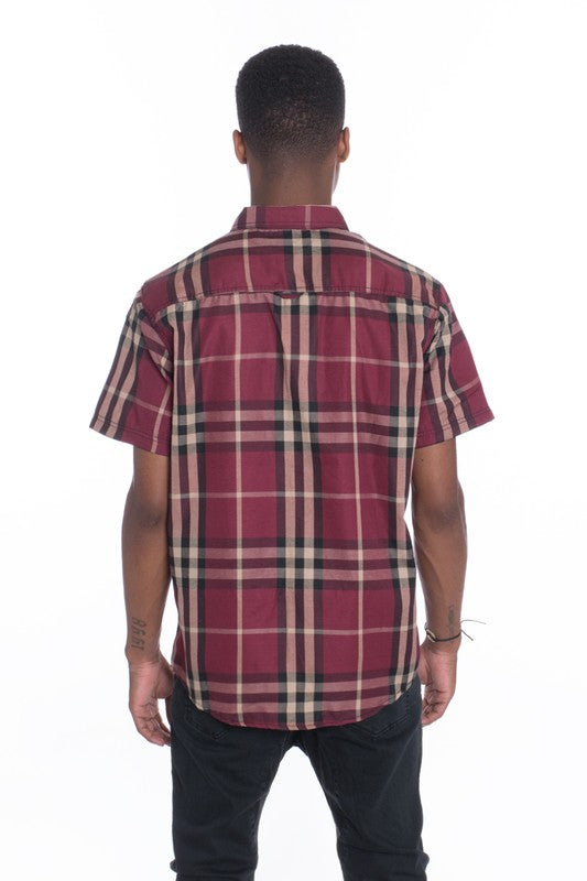 BB Men's Casual Short Sleeve Button Down Shirt - Féline Couture 
