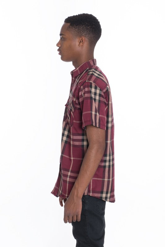 BB Men's Casual Short Sleeve Button Down Shirt - Féline Couture 
