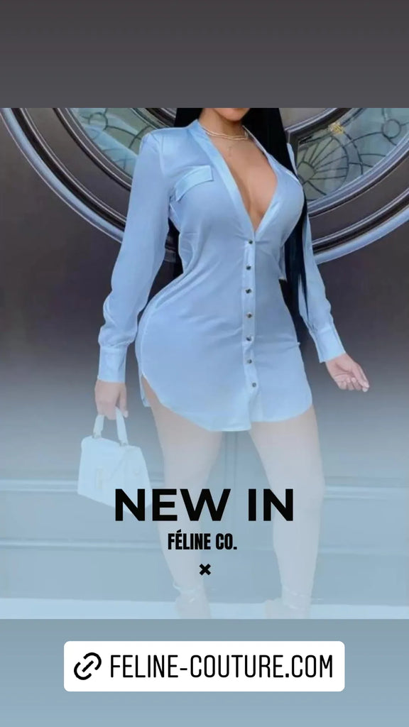 Fool in Love Sexy V-Neck Shirt Dress - Féline Couture 