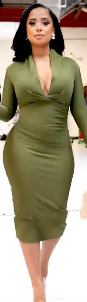 Unbreakable Olive Bandage Midi Dress - Féline Couture 