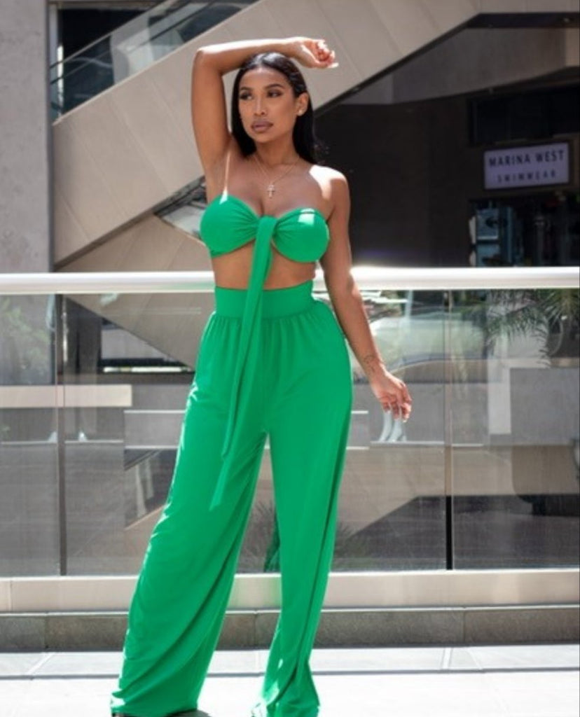 Playing Knotty Smocked Top & Wide Pants Set - Féline Couture 