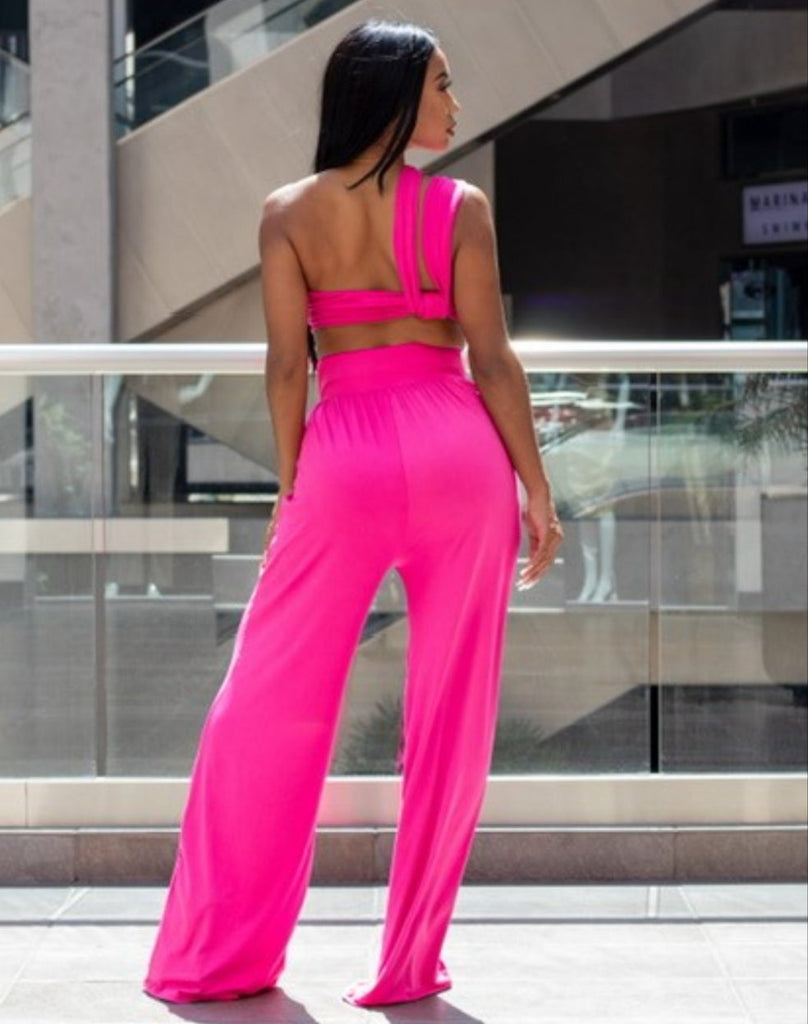 Playing Knotty Smocked Top & Wide Pants Set - Féline Couture 