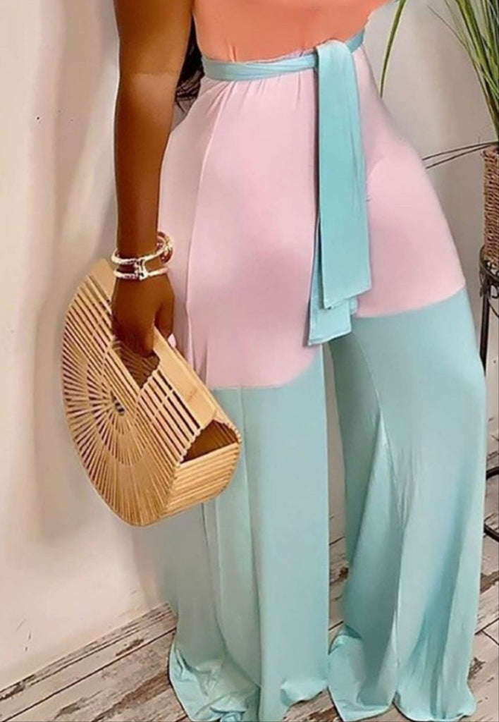Le'Peaché Contrast Hues Sleeveless Jumpsuit - Féline Couture 