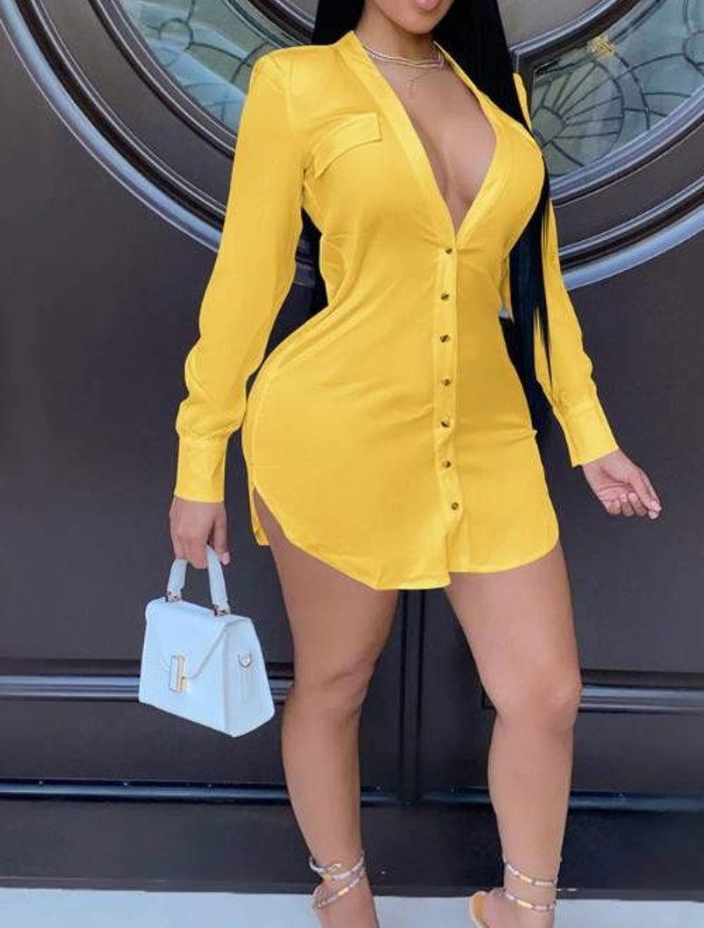 Fool in Love Sexy V-Neck Shirt Dress - Féline Couture 