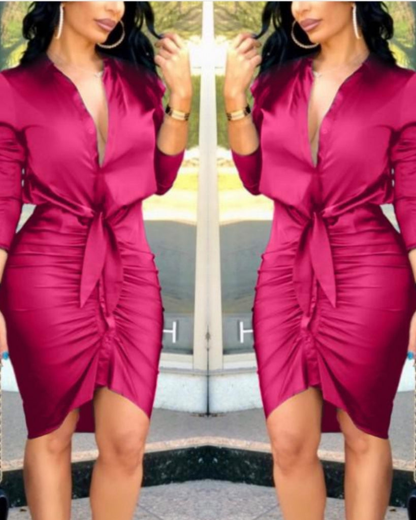 Know Your Worth Ribbed Sleeve Midi Dress - Féline Couture 