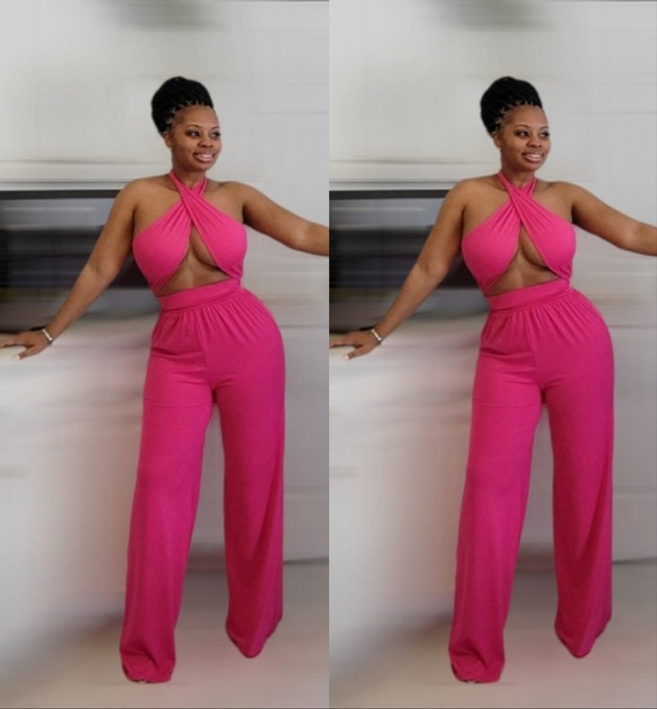 Playing Knotty Smocked Top & Wide Pants Set - Féline Couture 