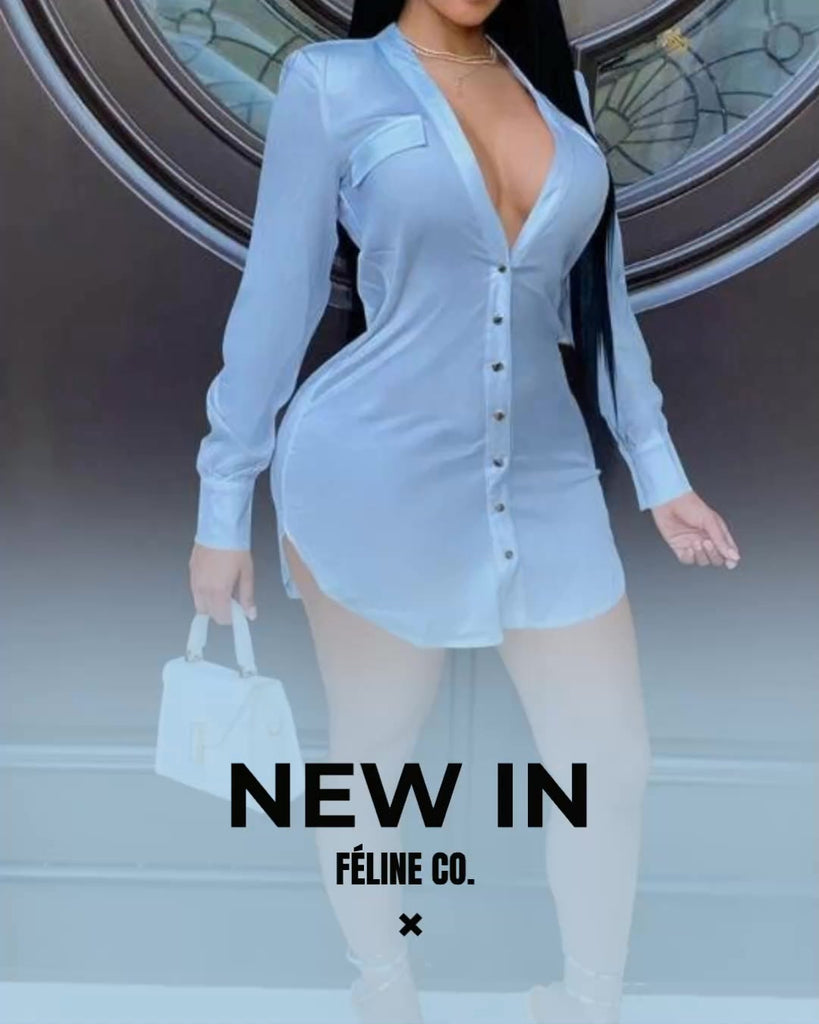 Fool in Love Sexy V-Neck Shirt Dress - Féline Couture 